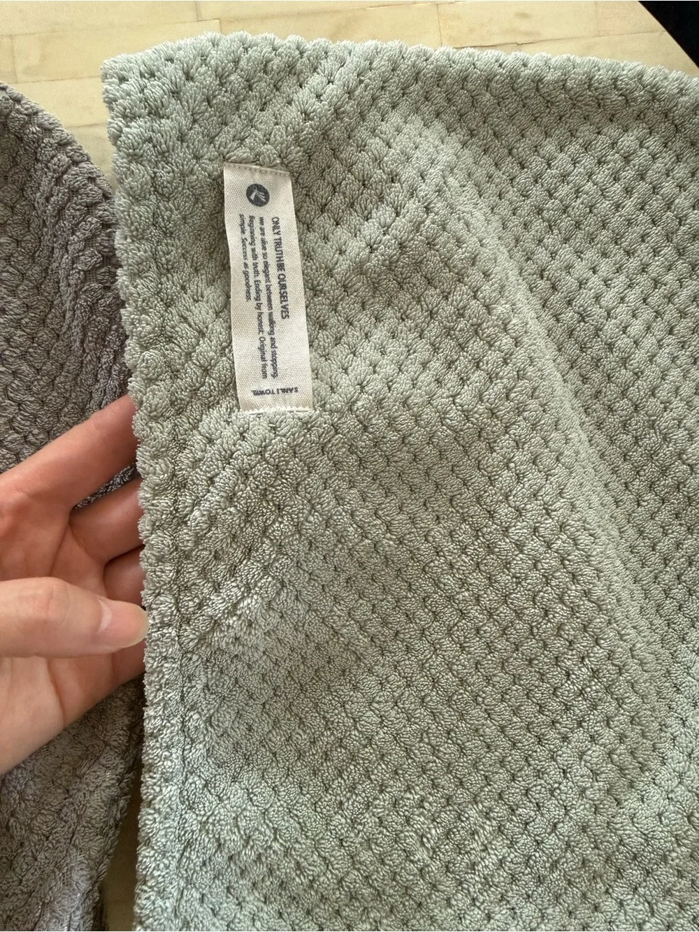Women Hooded hair dry Towel Wrap in Mint Green, white and grey